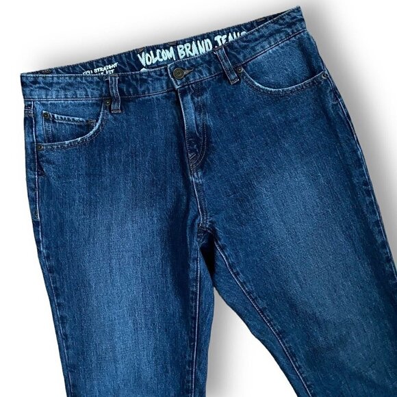 Volcom Womens 1991 Straight Jeans Sz 31 Blue No Stretch Denim Slim Ankle Fit - Picture 5 of 12